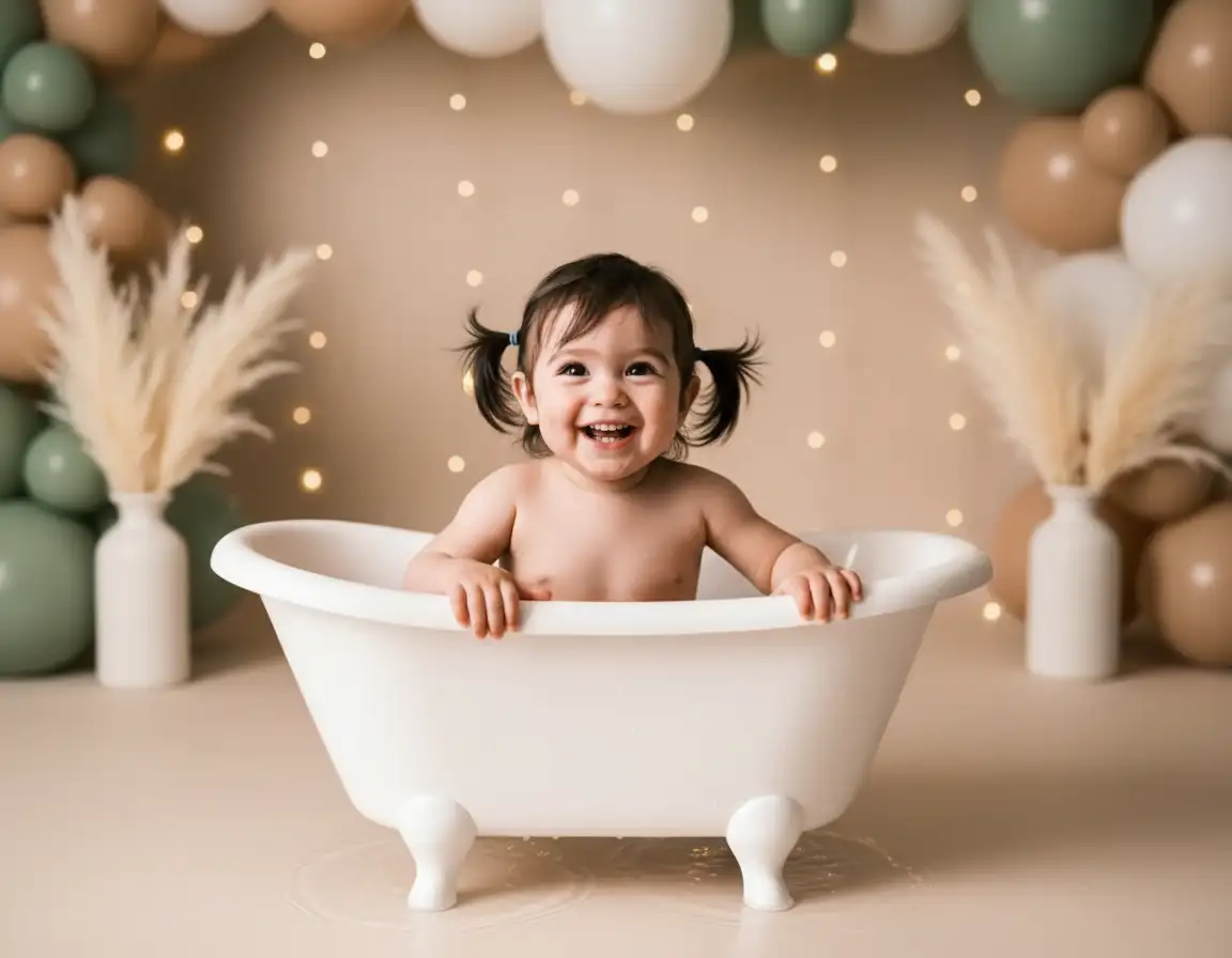 AI generated Boho Splash Baby Milestone Portrait | Professional AI Photography preview
