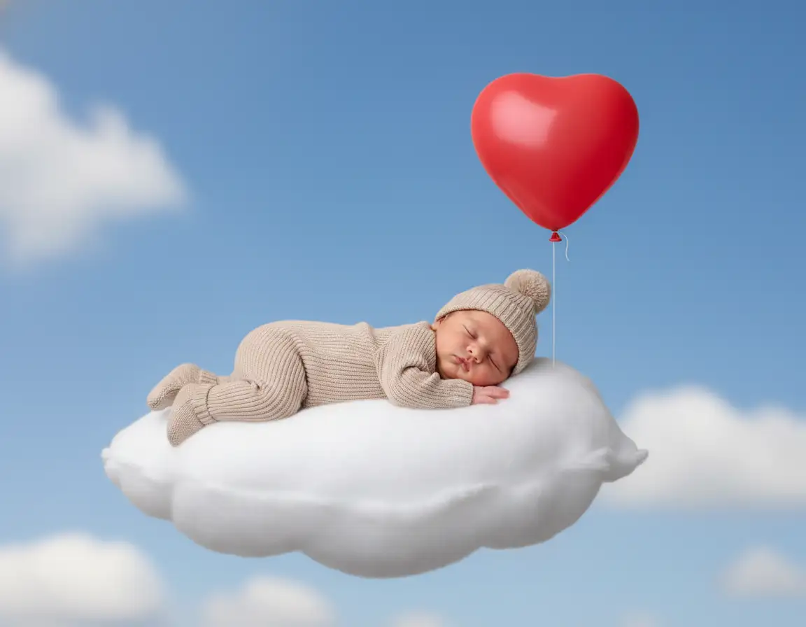 AI generated Dreamy Cloud Heartbeat Newborn Photography Style | AI Baby Portraits preview