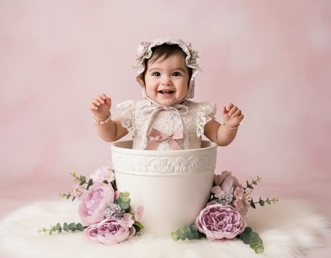 AI generated Elegant Pastel Bloom Baby (Girl) - Luxury AI Fine Art Portrait preview