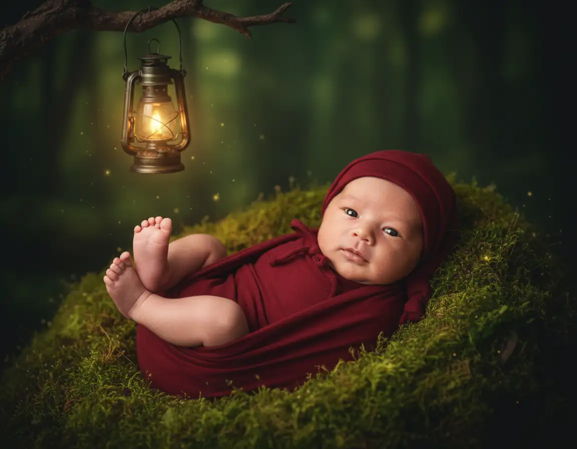 AI generated Enchanted Crimson Lantern Newborn AI Portrait Style preview