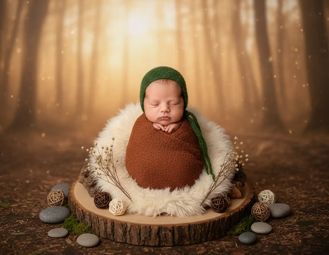 AI generated Enchanted Woodland Newborn Fine Art Portrait | AI Newborn Photos preview