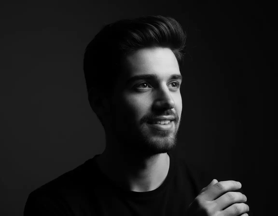 AI generated High-Contrast Black and White Portrait | Voymage AI preview