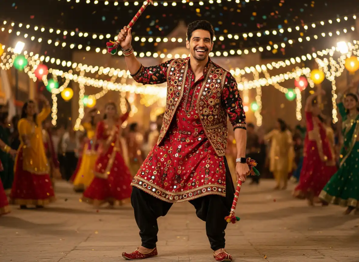 AI generated Navratri Dandiya Full-Body Portrait | Cinematic AI Photo preview