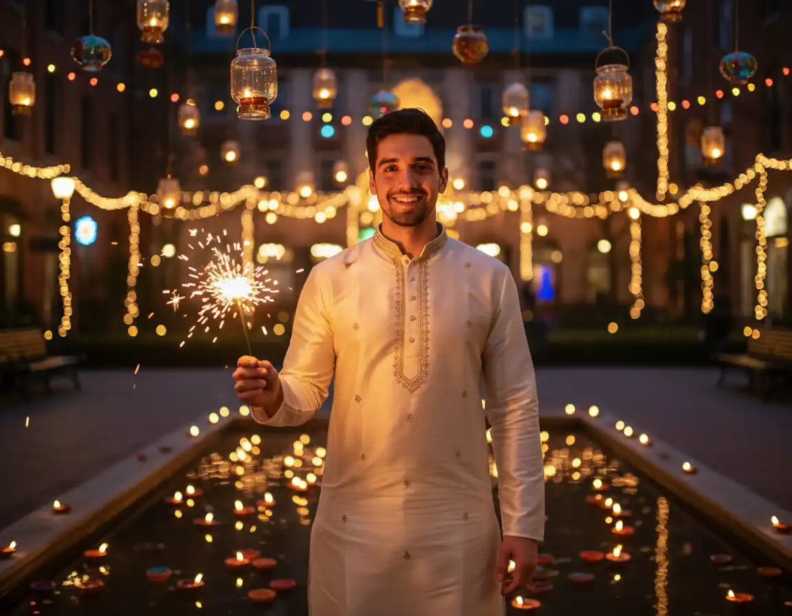 AI generated Solo Sparkler Celebration Portrait Maker | AI Photos preview
