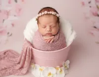 AI generated Blushing Orchid Bloom Newborn Photography Style | AI Portrait preview