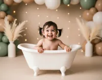 AI generated Boho Splash Baby Milestone Portrait | Professional AI Photography preview