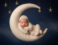 AI generated Celestial Moonlit Slumber (Boy) - Newborn Fantasy AI Portrait preview