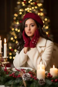 AI generated Candlelit Christmas Elegance Portrait with AI | Voymage preview