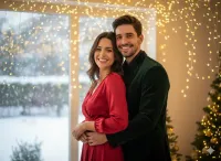 AI generated Garland-Light Christmas Couple Portrait with AI | Voymage preview