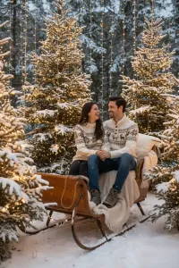 AI generated Christmas Matching Sweater Sleigh Portrait | Voymage preview