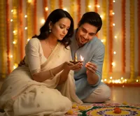 AI generated Diwali Festival Couple Portrait Maker | AI Photos preview