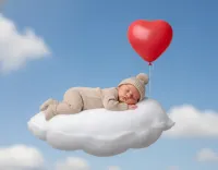 AI generated Dreamy Cloud Heartbeat Newborn Photography Style | AI Baby Portraits preview