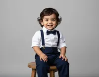 AI generated Elegant Milestone Studio Baby Portrait (Boy) | AI Photo Studio preview