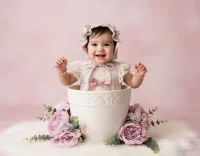 AI generated Elegant Pastel Bloom Baby (Girl) - Luxury AI Fine Art Portrait preview