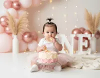 AI generated Elegant First Birthday Cake Smash Photography (Girl) preview