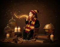AI generated Enchanted Wizard Apprentice (Boy) - Magical AI Child Portrait preview