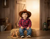 AI generated Little Frontier Cowboy (Boy) - Professional AI Baby Portrait preview