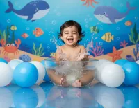 AI generated Oceanic Splash Milestone Photography for Baby Boys | AI Portrait Style preview