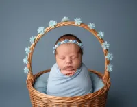 AI generated Serene Azure Blossom Newborn (Boy) AI Portrait Style preview