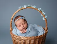 AI generated Serene Azure Cradle (Boy) | Professional AI Newborn Photography Style preview