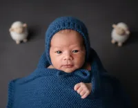 AI generated Professional AI Newborn Photography: Serene Azure Studio (Boy) preview