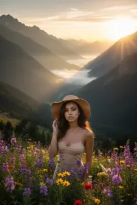 AI generated Golden Sunrise Mountain Image Generator | Voymage preview